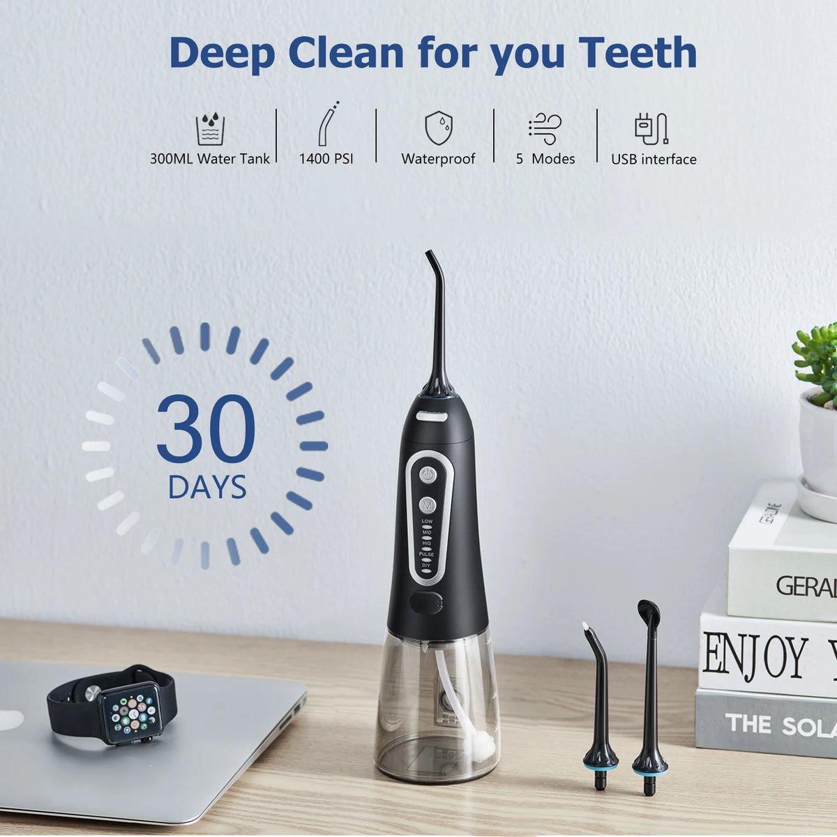 Portable Dental Water Flosser High Pressure Manual Oral Irrigator for Household Teeth Cleaning