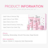 Sakura Skin Care Set 5 Piece Korean Moisturizing Cleansing Fine Line Gift Set for Women