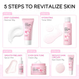Sakura Skin Care Set 5 Piece Korean Moisturizing Cleansing Fine Line Gift Set for Women