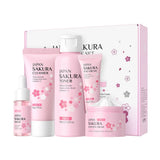 Sakura Skin Care Set 5 Piece Korean Moisturizing Cleansing Fine Line Gift Set for Women
